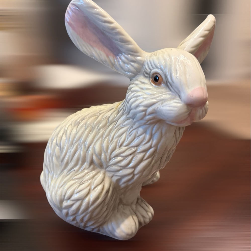 White Ceramic Rabbit Figurine